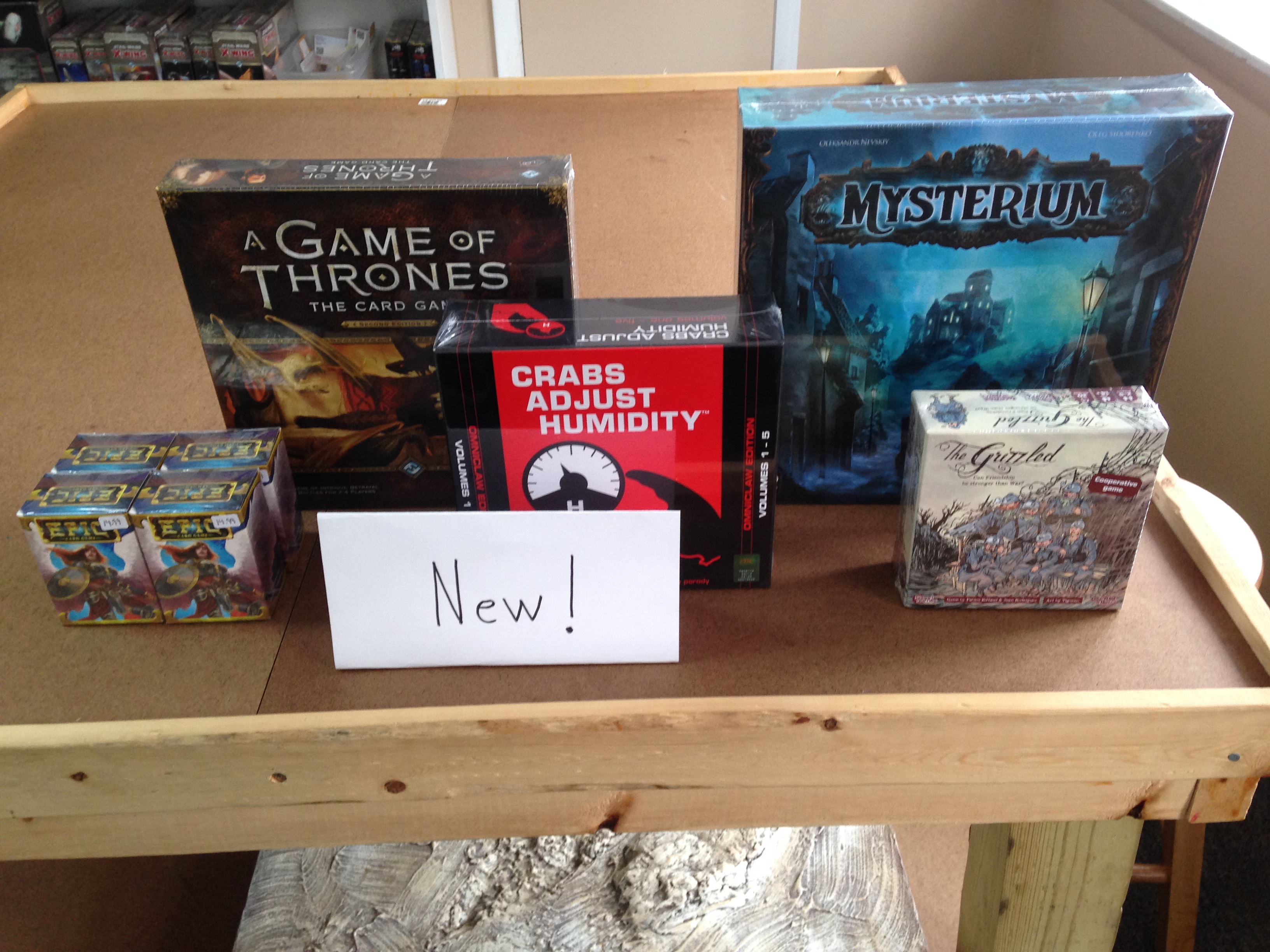 New in the Store! (10/14/15) Game of Thrones, Mysterium, The Grizzled, Epic Card Game, and Crabs Adjust Humidity